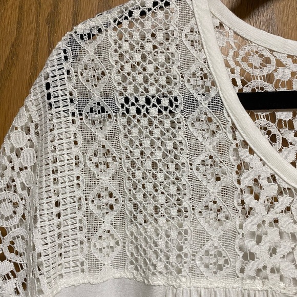 Rock & Roll Cowgirl Cream Lace TEE - SIZE L - EUC - Picture 3 of 9